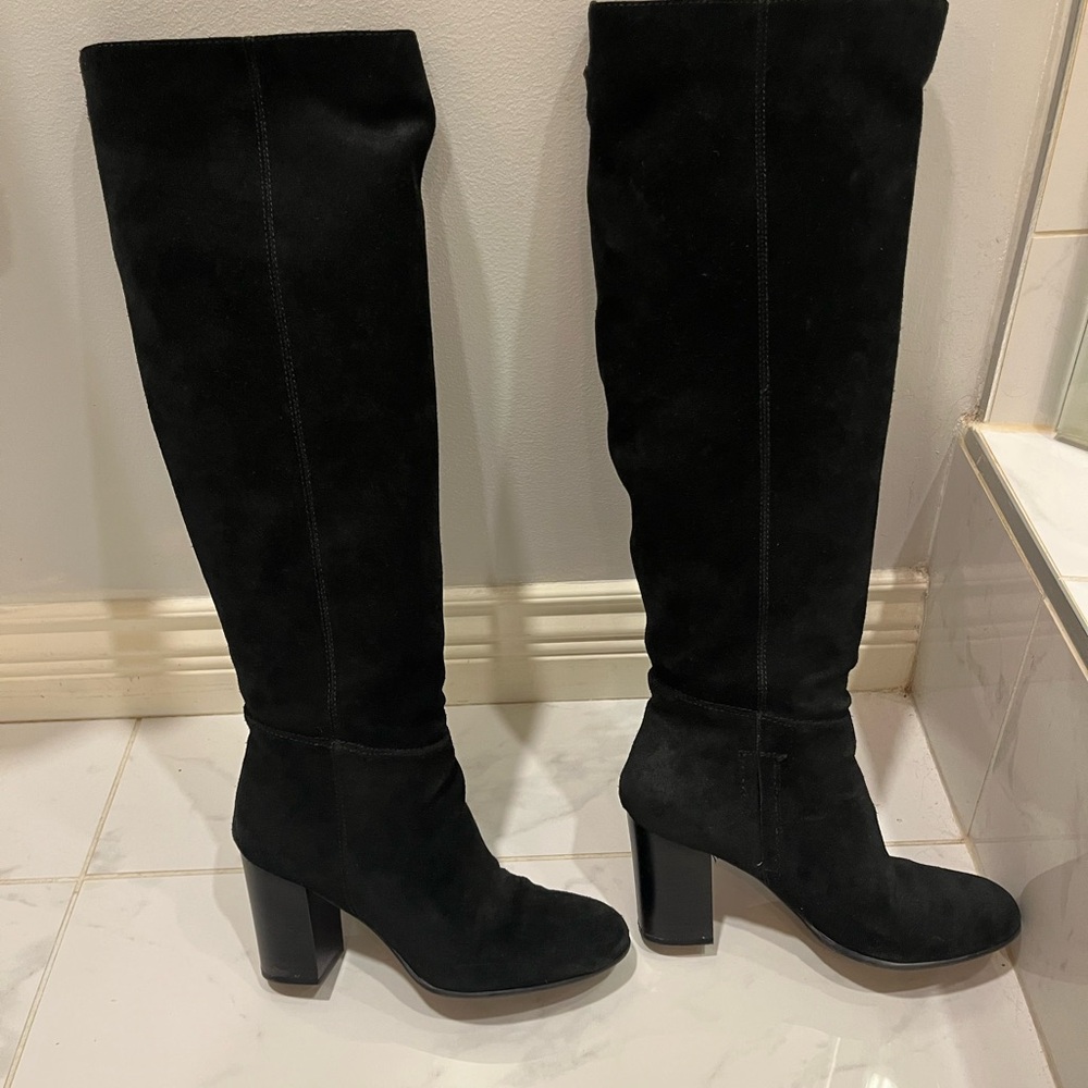 Chic Black Suede Heeled Boots